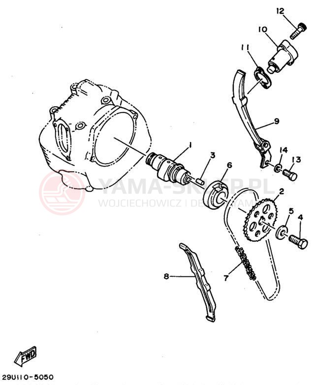 Schemat "Rozrząd - łańcuszek" do Yamaha TIMBERWOLF 2WD YFB250F