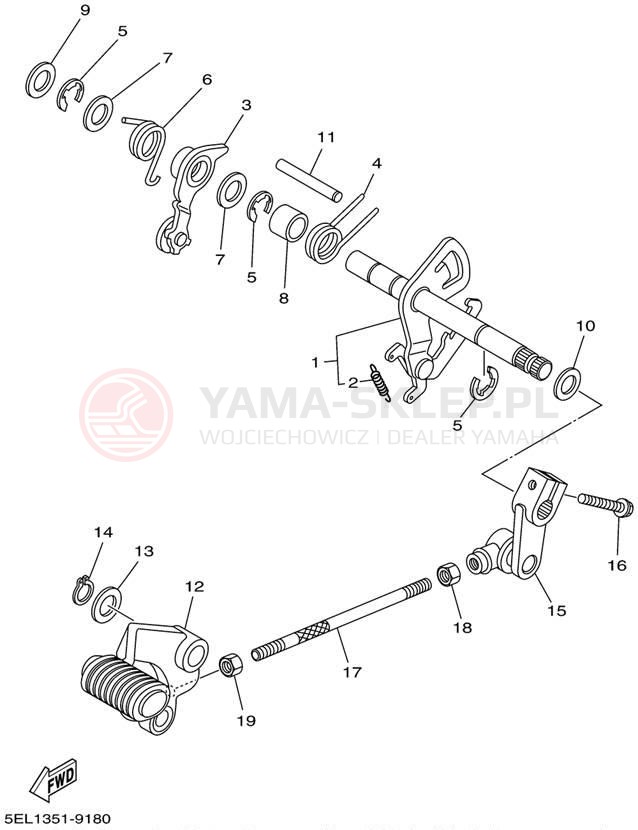 Schemat "Dźwignia zmiany biegów, wałek" do Yamaha V-STAR 1100 XVS1100L/XVS1100LC