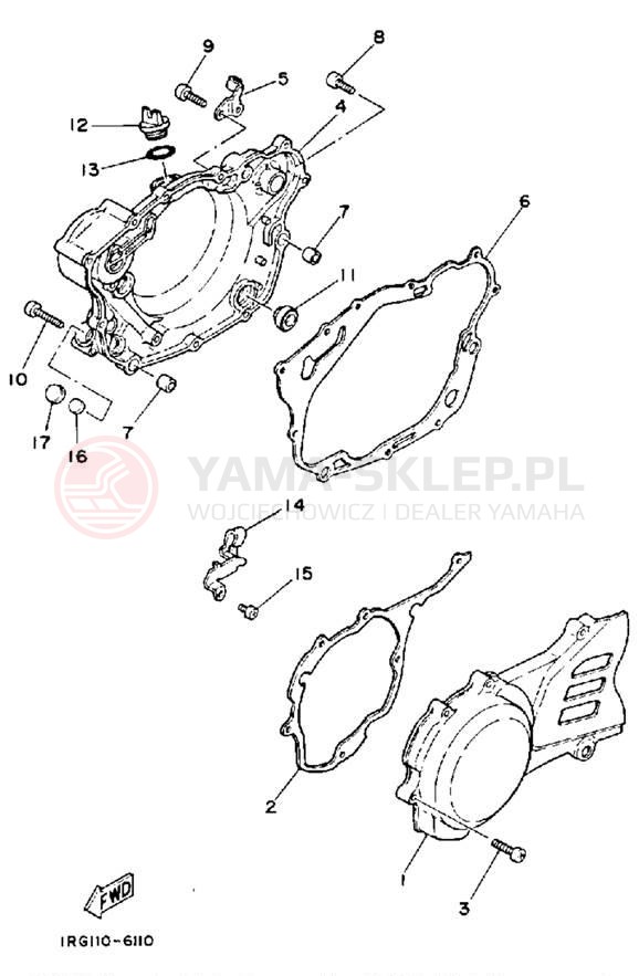 Schemat "Pokrywa silnika" do Yamaha TT350S