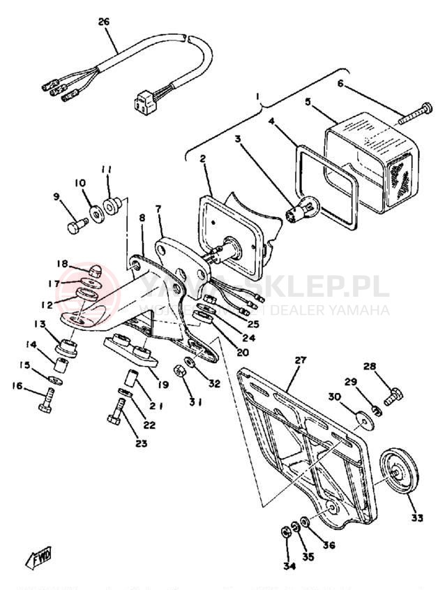 Schemat "lampa tył" do Yamaha DT250E/DT400E