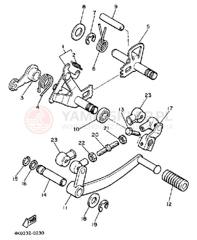 Schemat "Dźwignia zmiany biegów, wałek" do Yamaha XJ650RJ