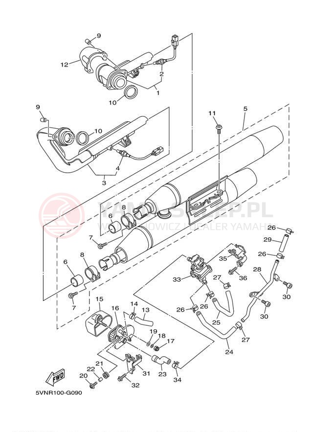 Schemat "Wydech końcowy" do Yamaha ROAD STAR S XV17ASXS/XV17ASXSC