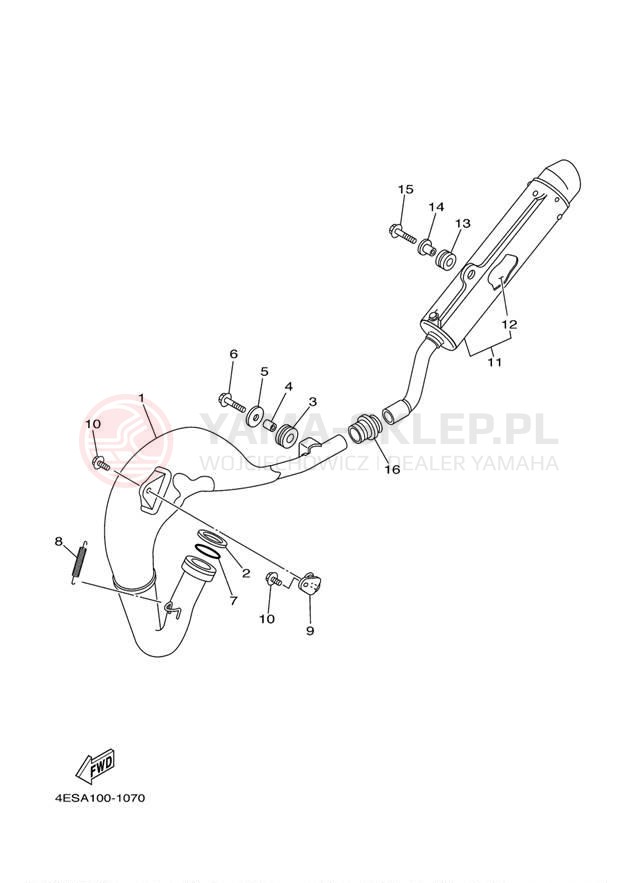 Schemat "Wydech końcowy" do Yamaha YZ80 YZ80N1