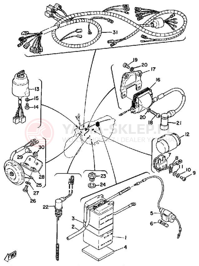 Schemat "układ elektryczny" do Yamaha RS100B