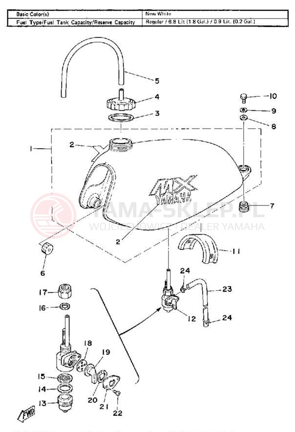 Schemat "zbiornik paliwa" do Yamaha MX175F