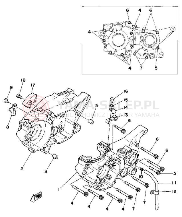 Schemat "Obudowa silnika" do Yamaha IT250F