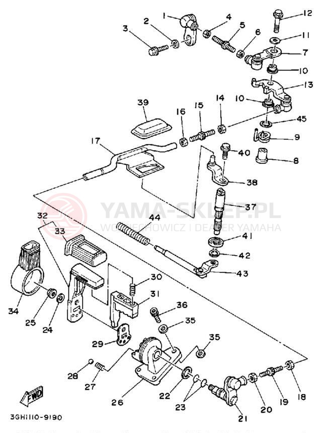 Schemat "dźwignia trybu napędu" do Yamaha MOTO-4 YFM250W