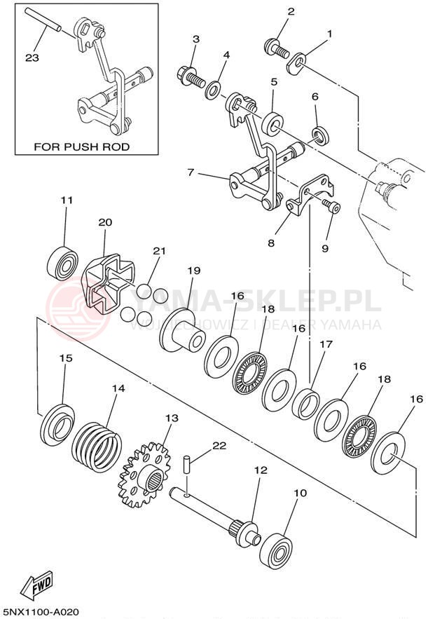 Schemat "Dźwignia zmiany biegów" do Yamaha YZ250 YZ250P