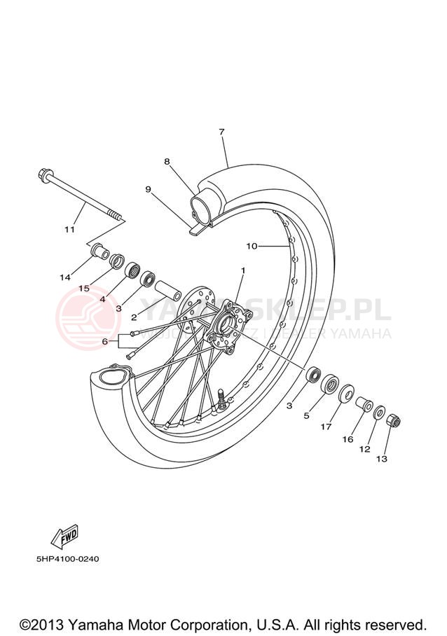 Schemat "Koło przód" do Yamaha TT-R125L TTR125LV