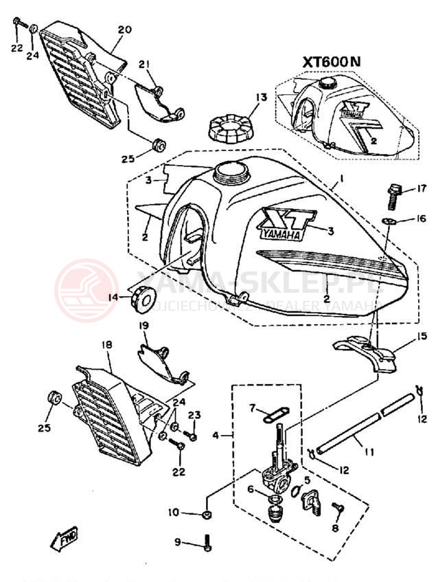 Schemat "zbiornik paliwa" do Yamaha XT600NC/XT600N