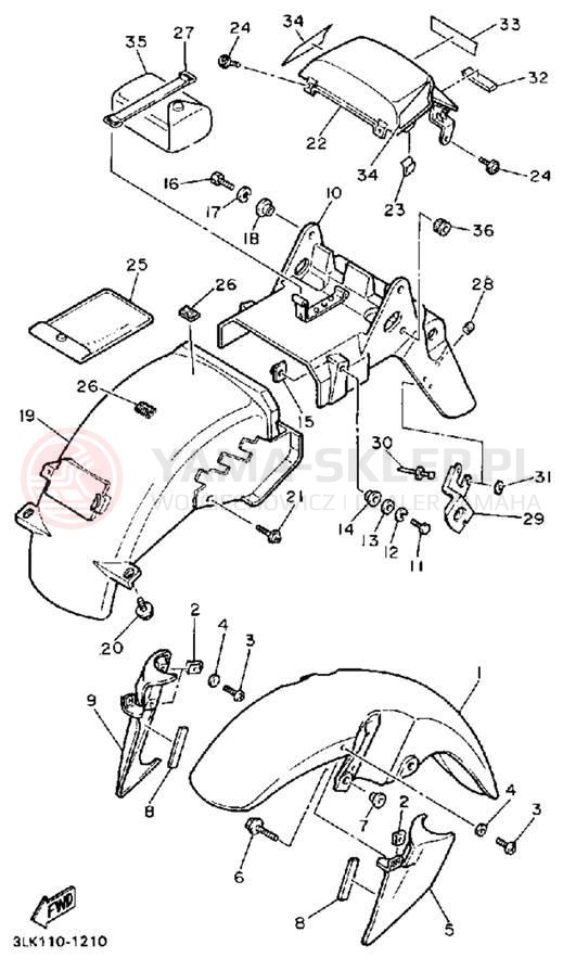 Schemat "błotnik" do Yamaha FZR1000BC/FZR1000B