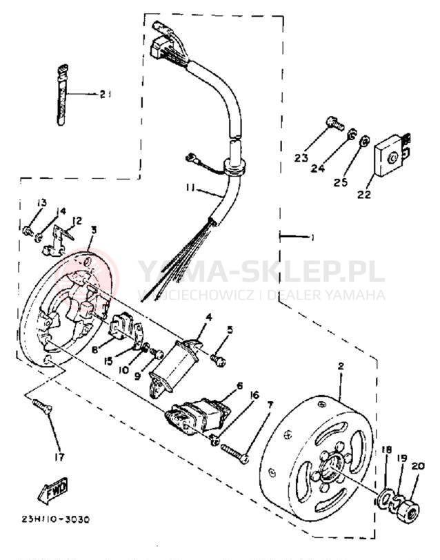 Schemat "Moduł zapłonowy - cewka" do Yamaha RX50K