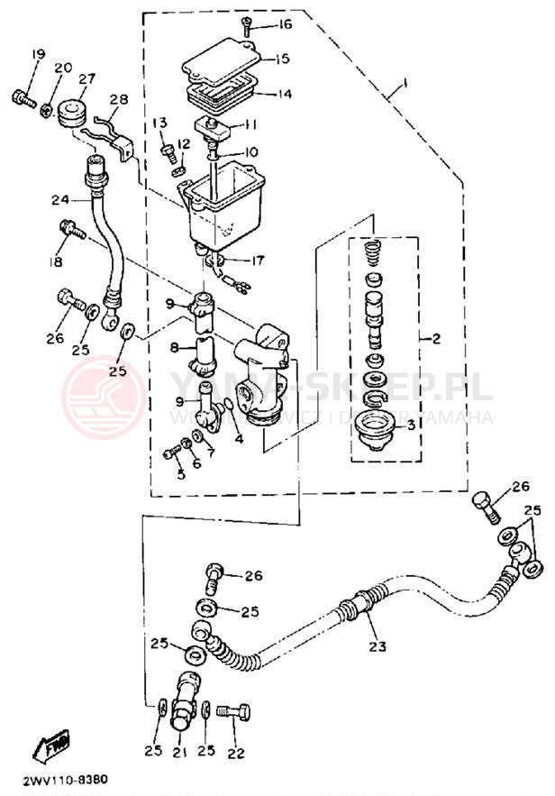 Schemat "Pompa hamulcowa tył" do Yamaha XVZ13U/XVZ13UC