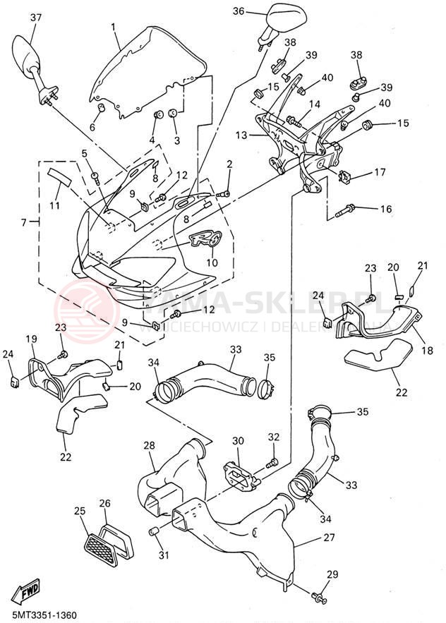 Schemat "elementy nadwozia" do Yamaha YZFR6 YZFR6NC/YZFR6N