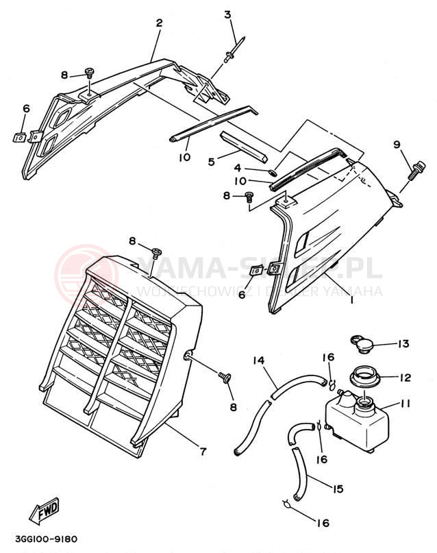 Schemat "Pokrywa boczna" do Yamaha BANSHEE YFZ350H_MN