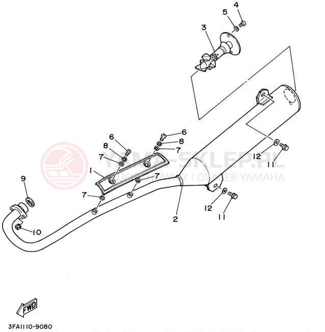 Schemat "Wydech końcowy" do Yamaha BREEZE YFA1PC/YFA1P