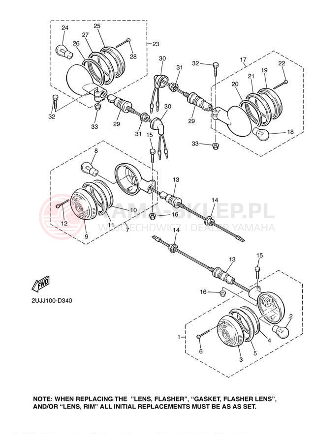 Schemat "kierunkowskazy" do Yamaha VIRAGO 250 XV250N/XV250NC