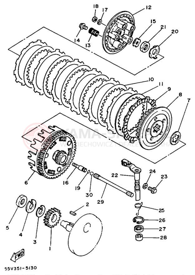 Schemat "sprzęgło" do Yamaha XT350D/XT350DC