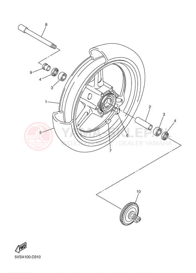 Schemat "Koło przód" do Yamaha FJR1300ABS FJR13AT/FJR13ATC