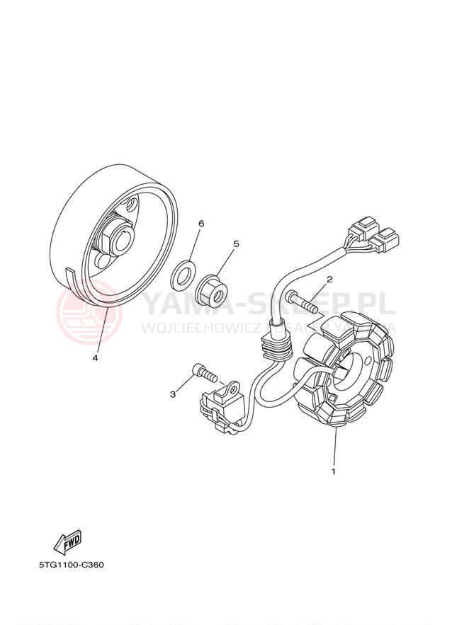 Schemat "prądnica" do Yamaha YFZ450 YFZ45DB/YFZ45DW