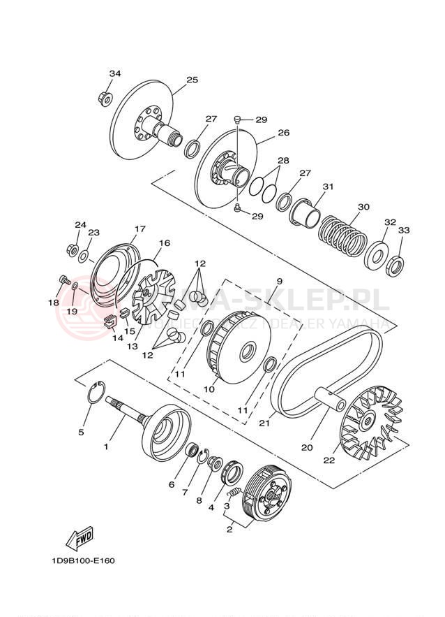 Schemat "sprzęgło" do Yamaha GRIZZLY 450 EPS 4WD YFM45FGPDL