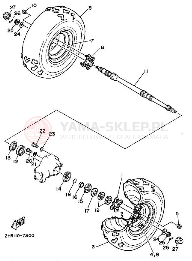 Schemat "Koło tył" do Yamaha BIG BEAR 4WD YFM350FWA