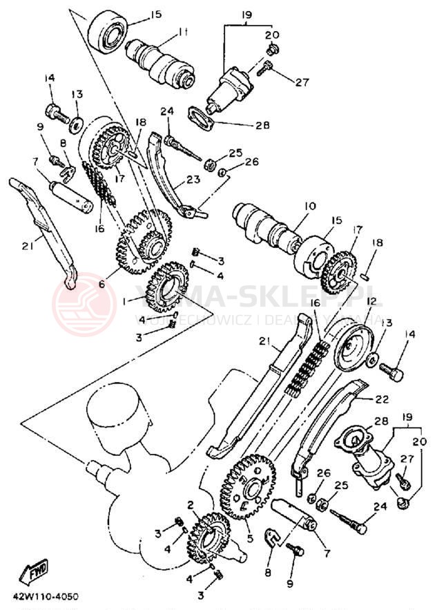 Schemat "Rozrząd - łańcuszek" do Yamaha VIRAGO 1100 XV1100AC/XV1100A