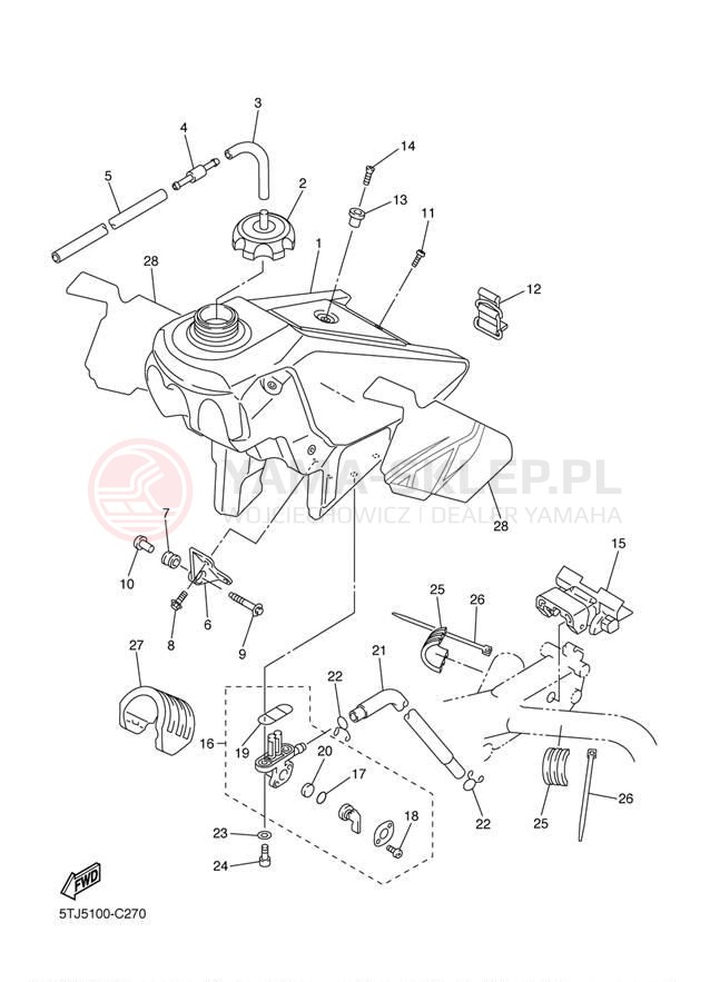 Schemat "zbiornik paliwa" do Yamaha WR450F WR450FS