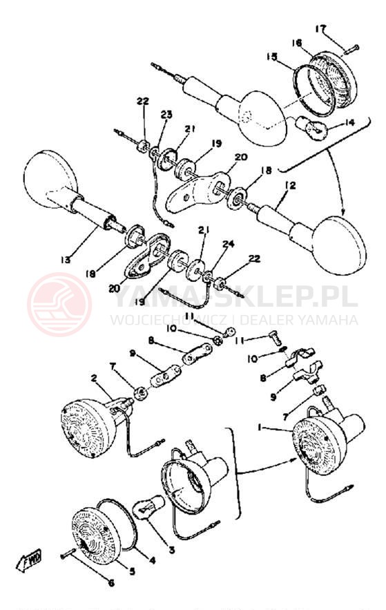 Schemat "kierunkowskazy" do Yamaha DT250C/DT400C