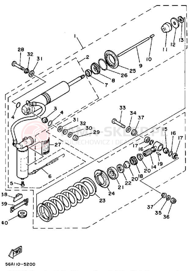 Schemat "zawieszenie tył" do Yamaha YZ250N