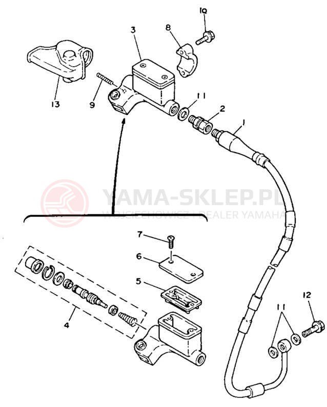 Schemat "Pompa hamulcowa przednia" do Yamaha YZ250E1