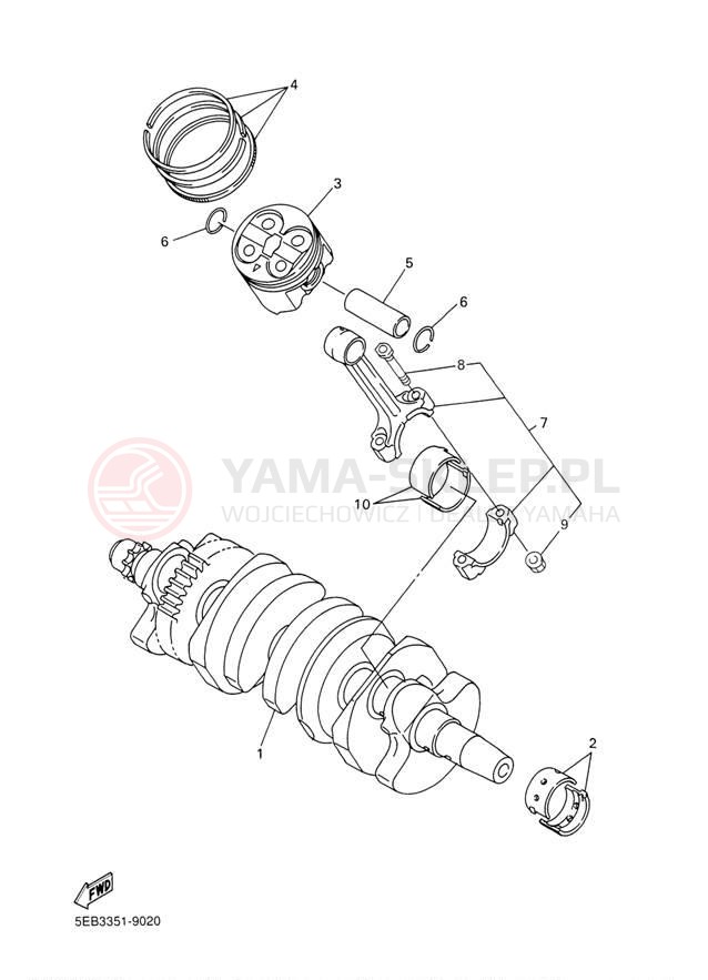 Schemat "Wał korbowy, tłok" do Yamaha YZFR6 YZFR6P/YZFR6PC