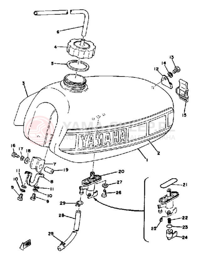 Schemat "zbiornik paliwa" do Yamaha YZ100D