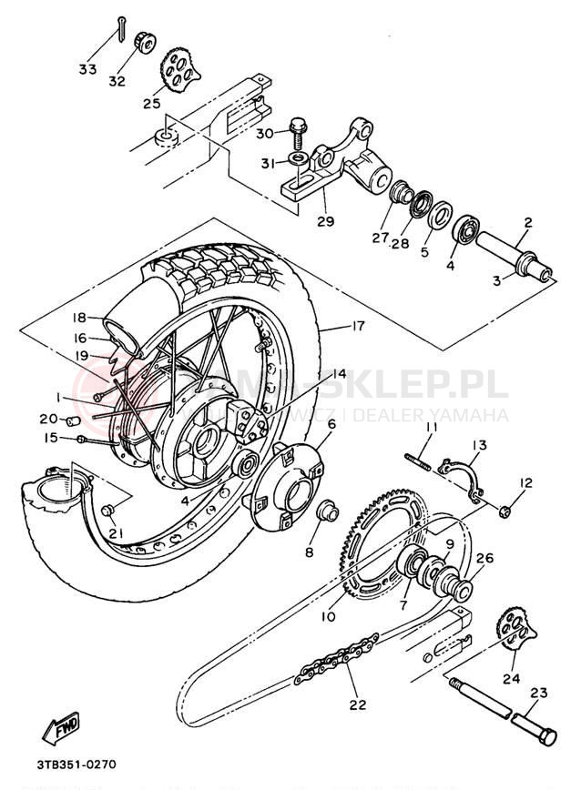 Schemat "Koło tył" do Yamaha XT600EEC/XT600EE