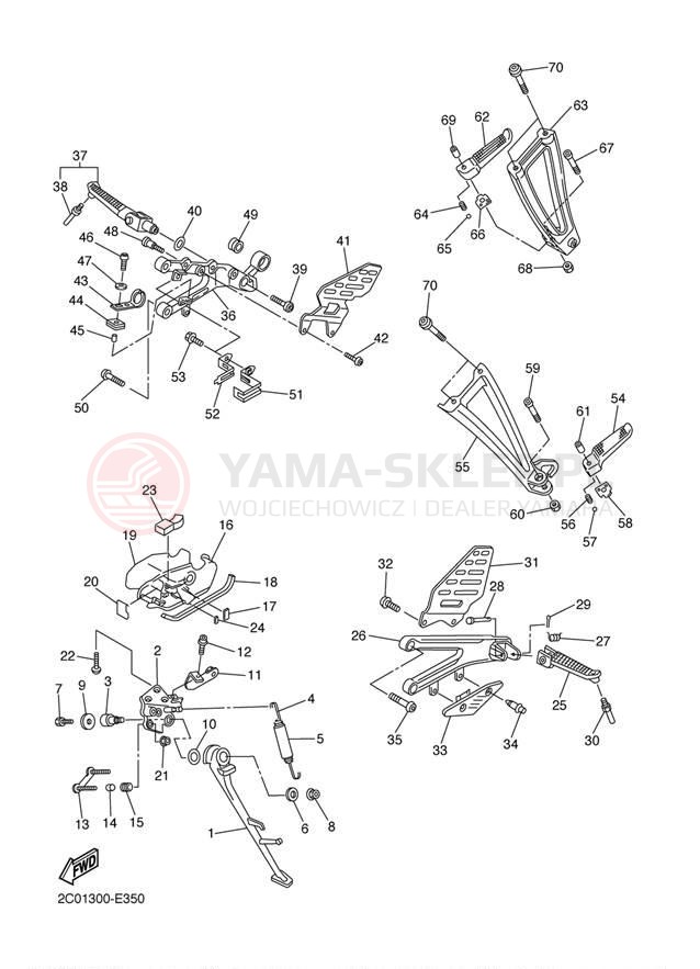 Schemat "Stopka postojowa i podnóżki" do Yamaha R6 CA YZFR6WC/YZFR6W