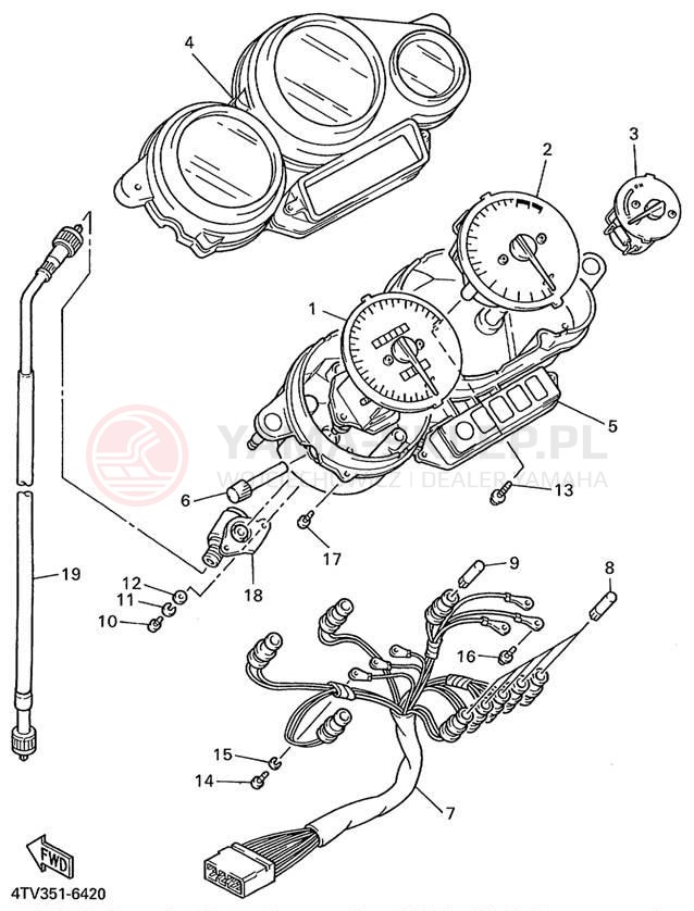 Schemat "licznik" do Yamaha YZF600R YZF600RL/YZF600RLC