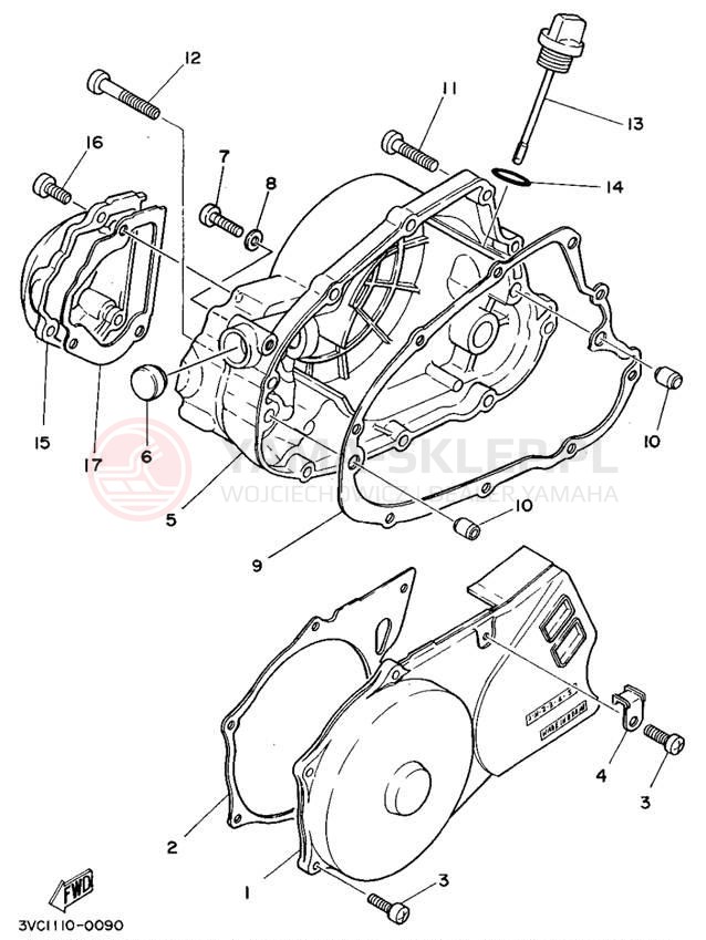 Schemat "Pokrywa silnika" do Yamaha RT180D