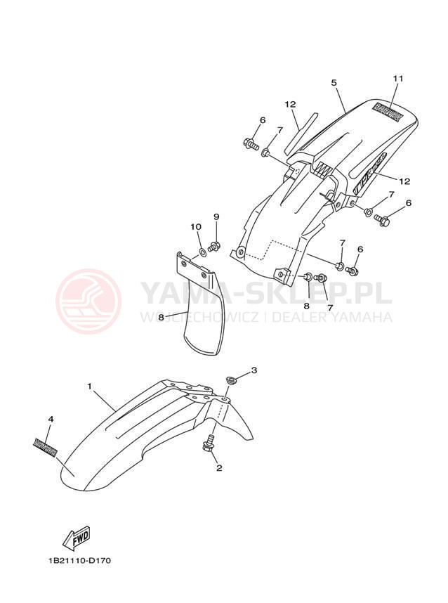 Schemat "błotnik" do Yamaha TT-R125L TTR125LT