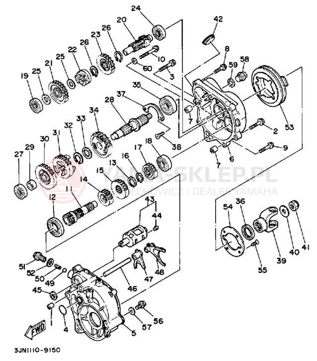 Schemat "przekładnia" do Yamaha PRO-4 PRO HAULER YFU1W