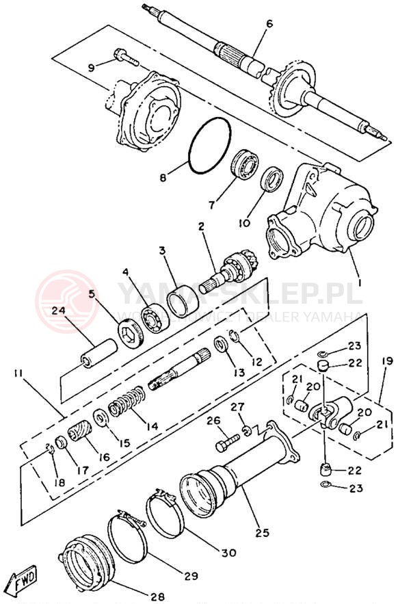 Schemat "Wał napędowy" do Yamaha YFM80N