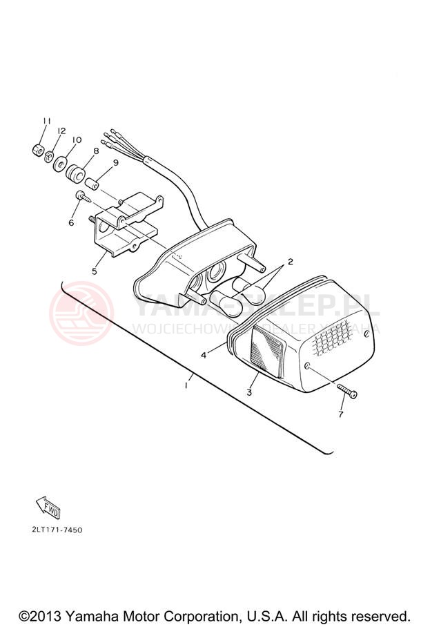 Schemat "lampa tył" do Yamaha V-MAX VMX12VC/VMX12V
