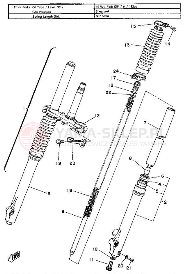Schemat "Amortyzatory przód" do Yamaha IT125G