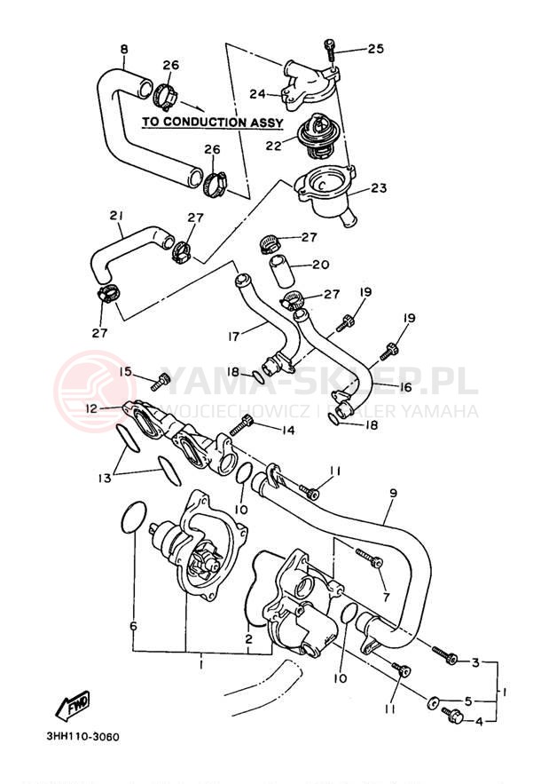 Schemat "Pompa wody" do Yamaha FZR600RJ/FZR600RJC
