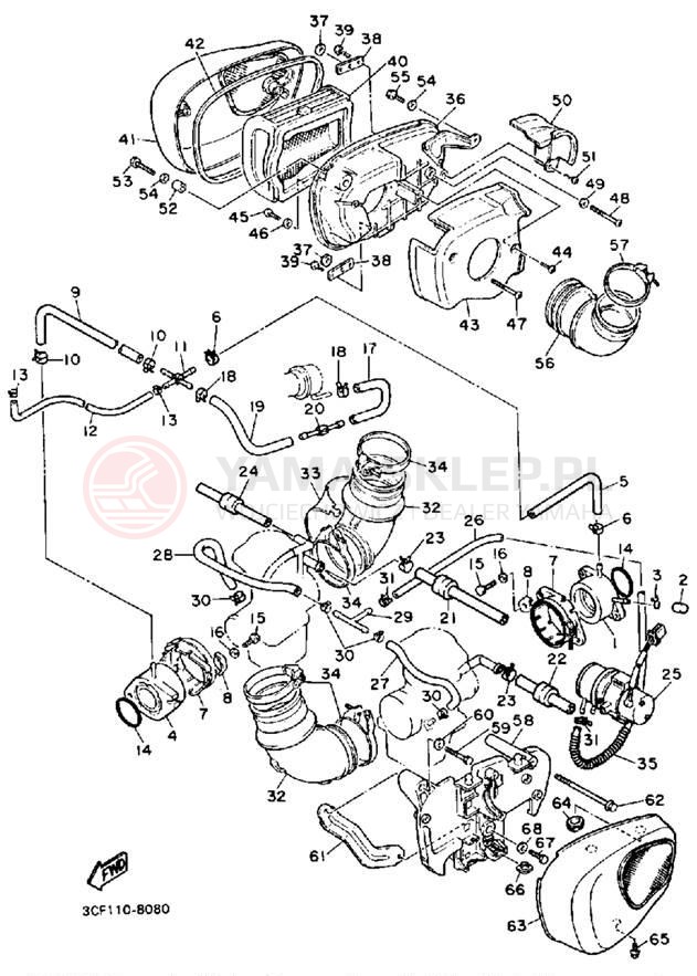 Schemat "Filtr powietrza" do Yamaha VIRAGO 1100 XV1100BC/XV1100B