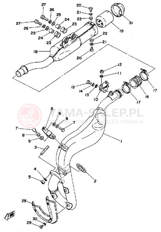 Schemat "Wydech końcowy" do Yamaha DT250F