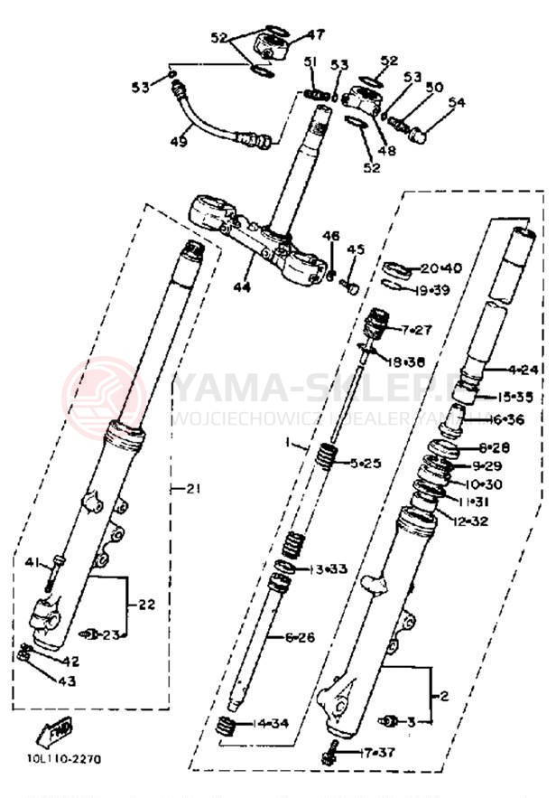 Schemat "Amortyzatory przód" do Yamaha XV920J