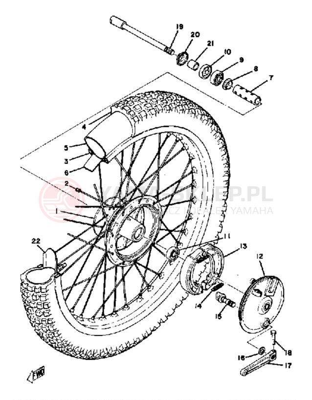 Schemat "Koło przód" do Yamaha MX400B