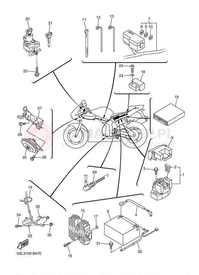 Schemat "układ elektryczny" do Yamaha YZFR6 YZFR6R/YZFR6RC