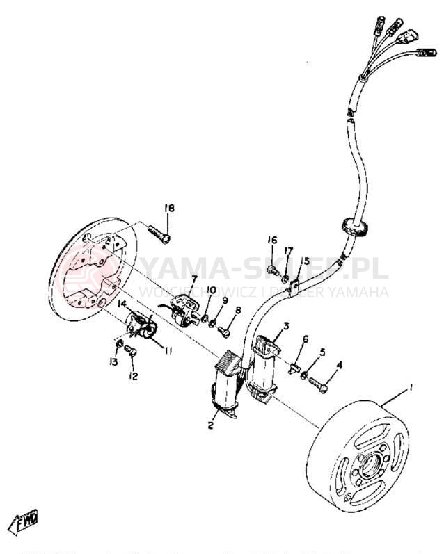 Schemat "Układ zapłonowy" do Yamaha GT80MXB/GT80B