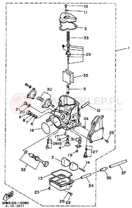 Schemat "Gaźnik" do Yamaha BIG BEAR 4WD YFM350FWA